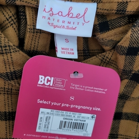 Isabel Maternity by Ingrid & Isabel Brown Flannel Plaid Maternity Blouse Size S - Picture 4 of 6